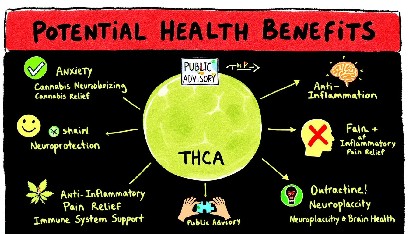 Potential health benefits of THCA, including therapeutic uses.