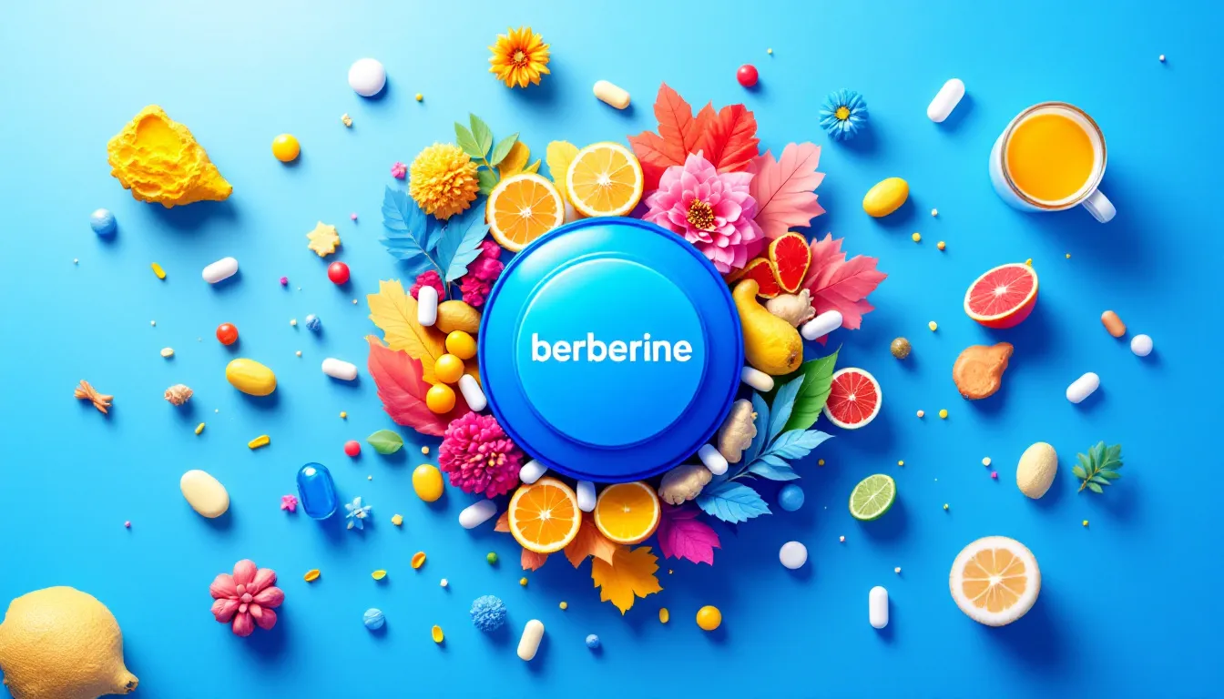 An illustration showing the combination of berberine with other supplements.