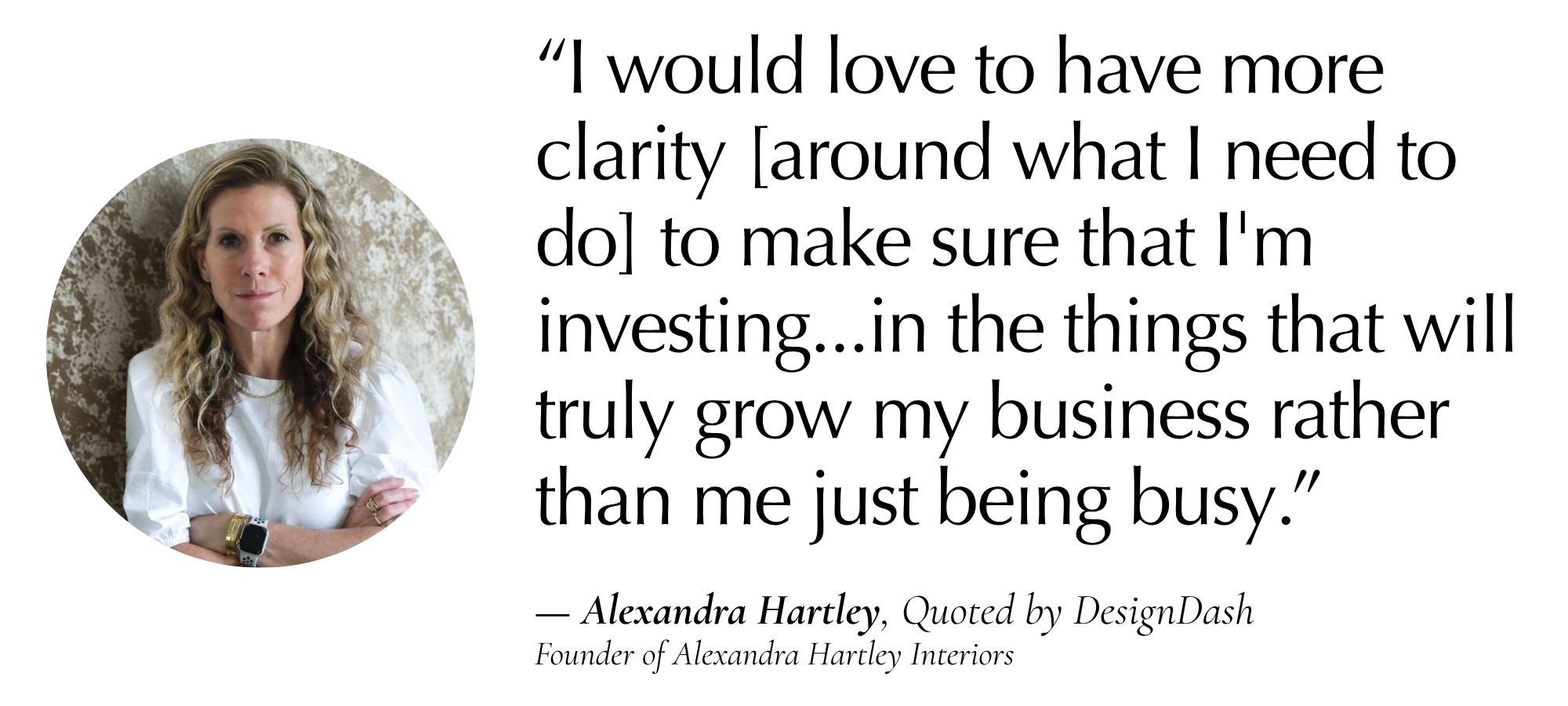 a typed quote with a headshot bubble to the left