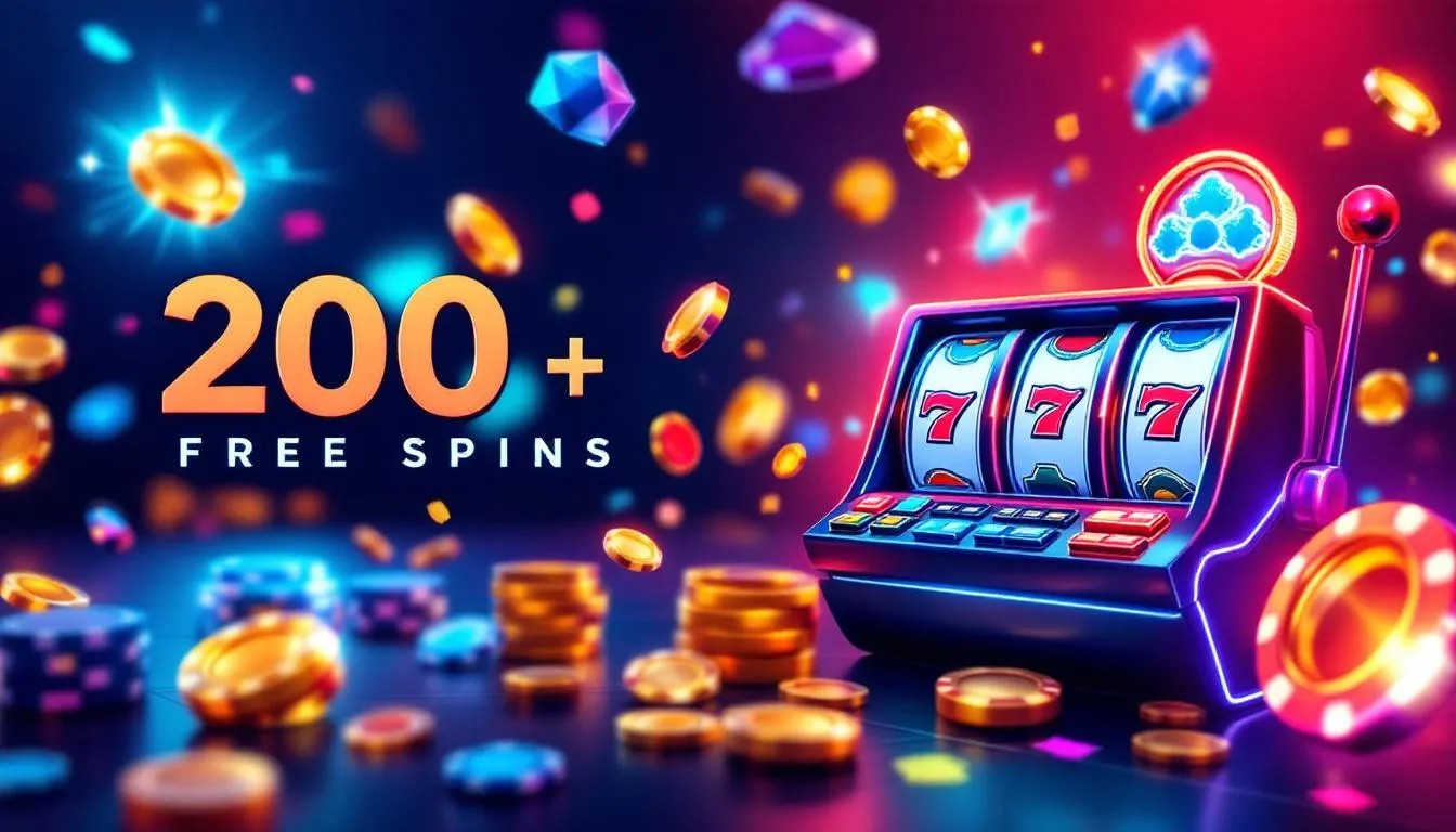 Promotional banners for daily and weekly casino offers featuring 200 free spins.