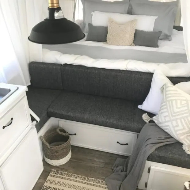 A Dull Pop-Up Camper Remodeled to a Brighter Space