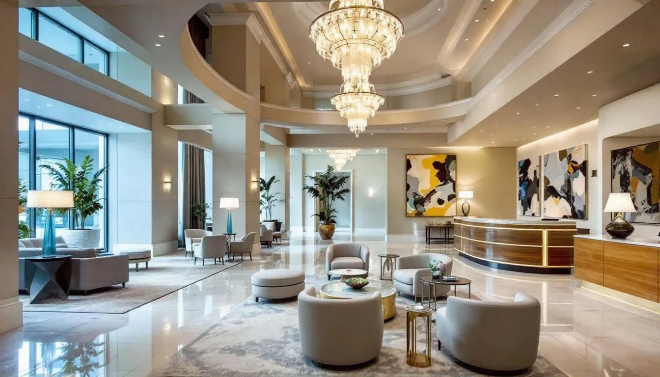 The image showcases a cozy and inviting suite hotel room in downtown Lexington, featuring a king bed, a sofa bed, and a desk area. Guests can enjoy amenities such as free Wi-Fi and a refrigerator, making it an ideal option for both short and extended stays in Kentucky.