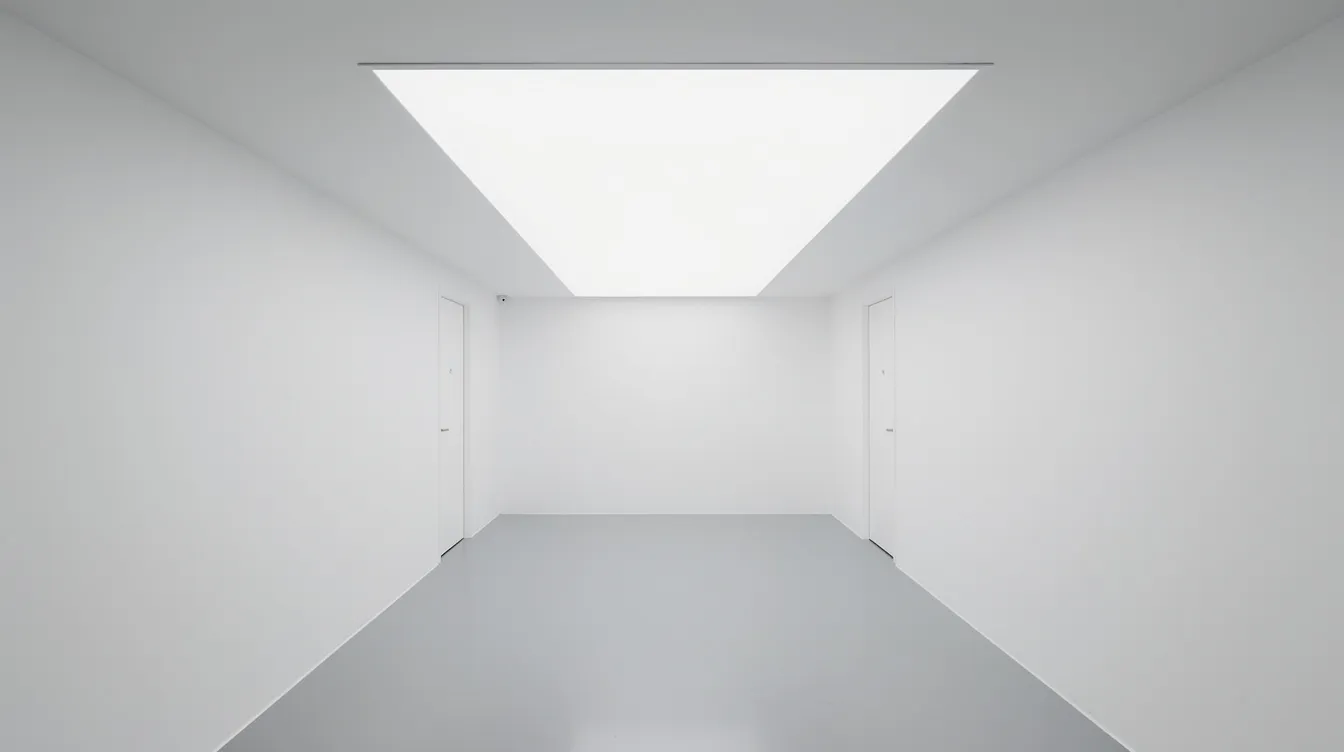 En smal korridor med lågt tak där en avlång platt LED-panel hänger, vilket ger ett jämnt och behagligt ljus som sprider sig över rummet. Korridoren är inredd med trädetaljer och skapar en varm och välkomnande känsla i hemmet.