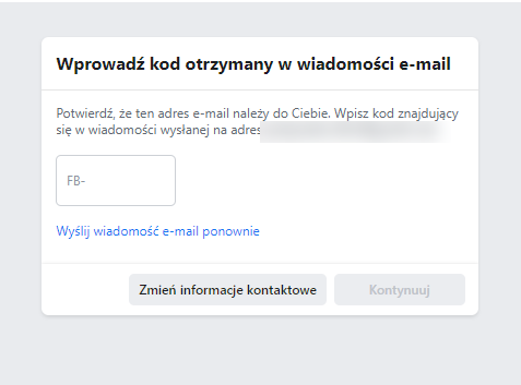 Po wpisaniu kodu, potwierdź, klikając „Kontynuuj”