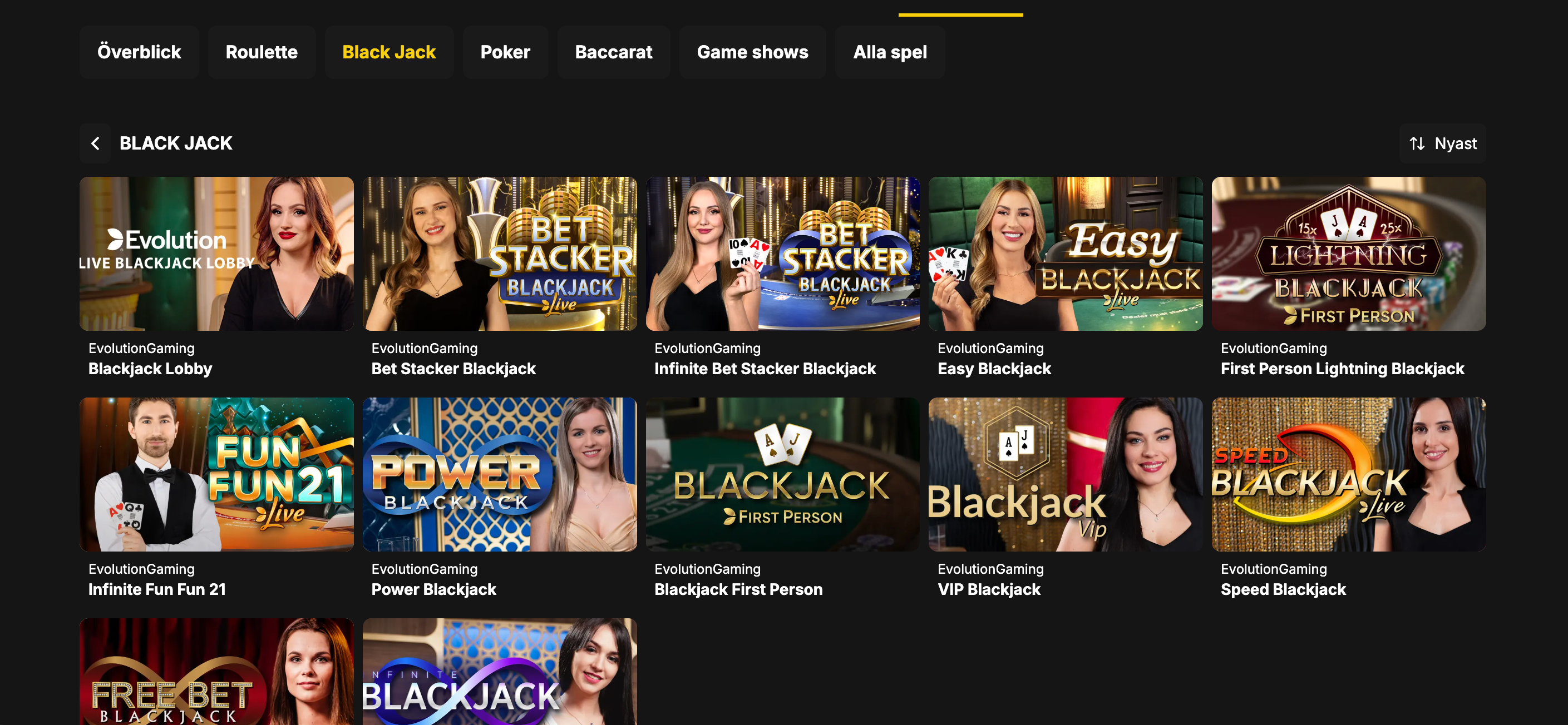 live casino blackjack hos Bethard