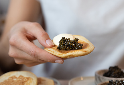 Blinis to taste caviar