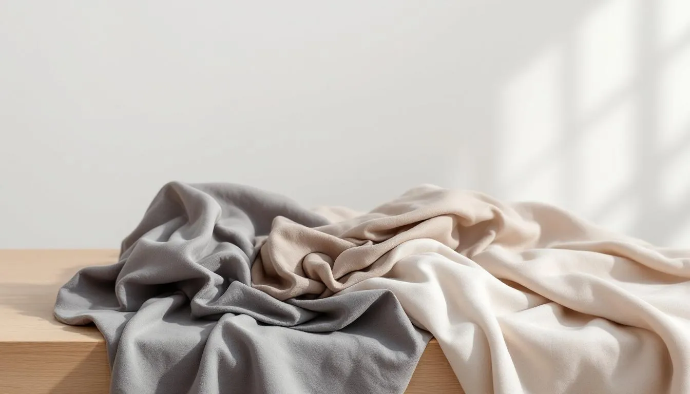An assortment of soft fabrics showcasing their texture and softness.