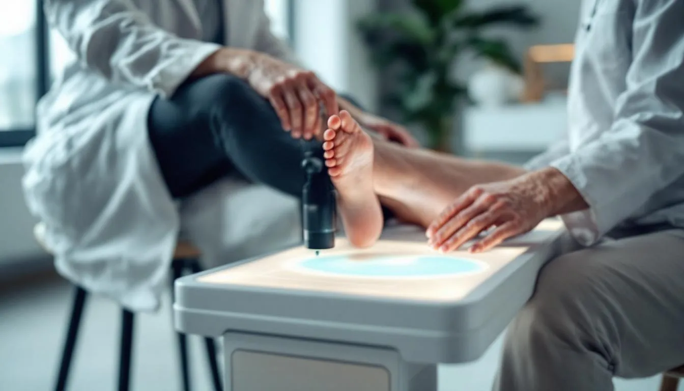 Custom orthotics being fitted for a patient.
