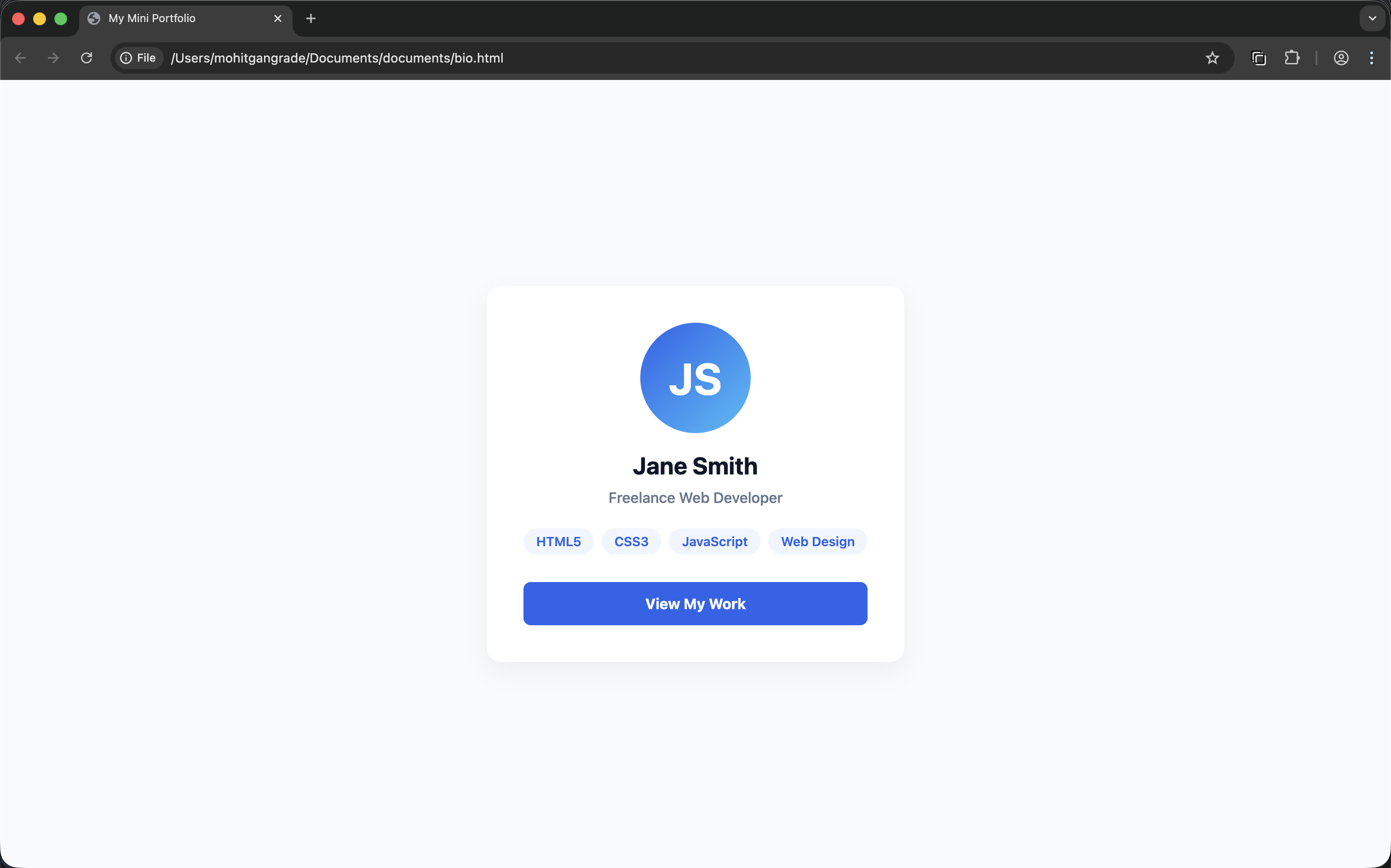 HTML file open in Chrome