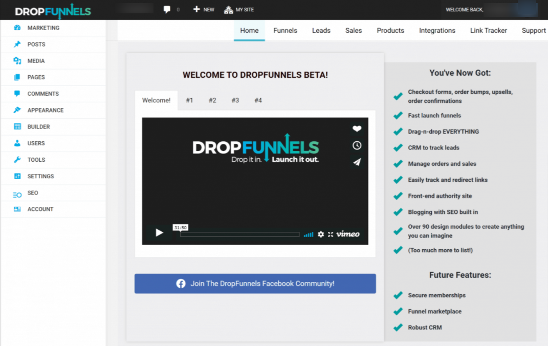 DropFunnels dashboard
