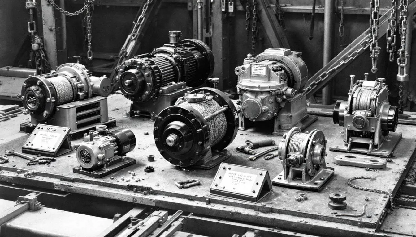 Various top brands and models of 20 ton hydraulic winches.