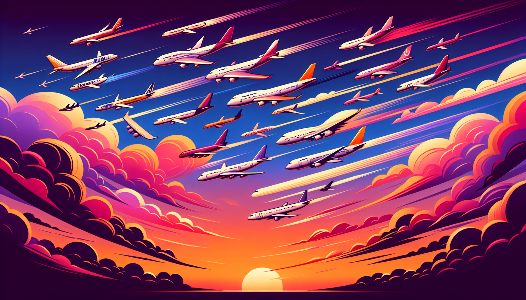 An illustration of popular airlines flying from SFO to ATL, with a focus on Delta Air Lines and Frontier Airlines.