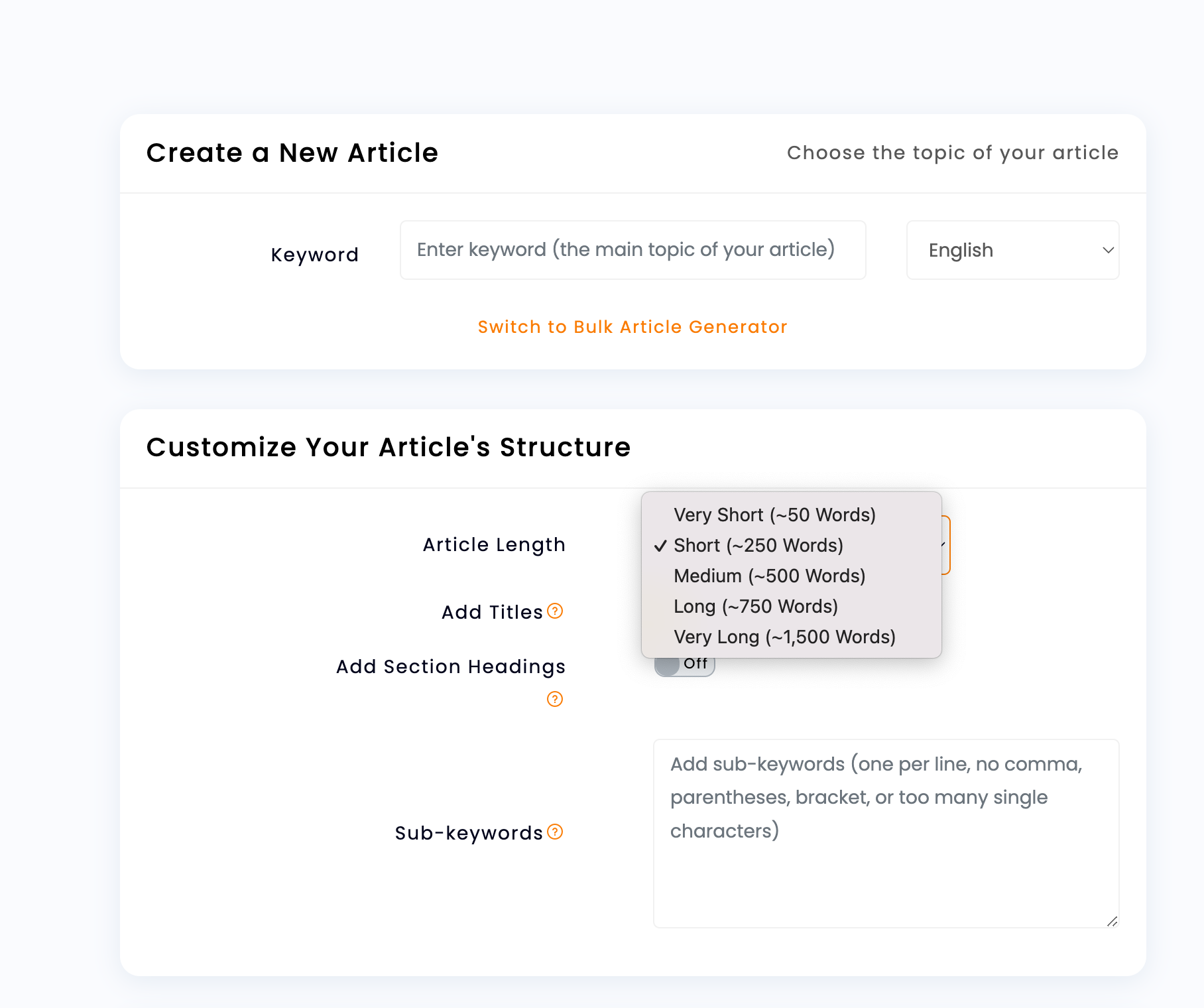 Article Forge new article workflow