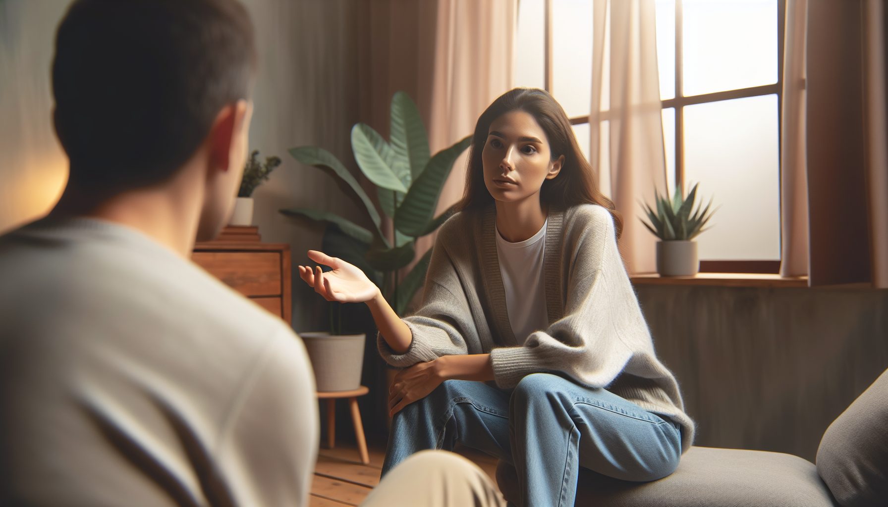 A supportive mental health professional listening to a patient's concerns about sexual health