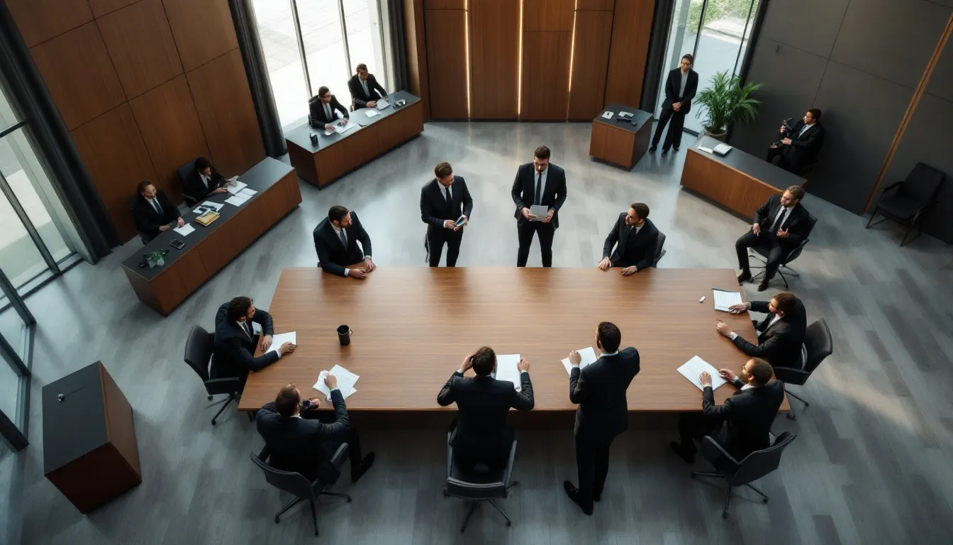 An overview of trust litigation in California, with a blurred image of a courtroom.