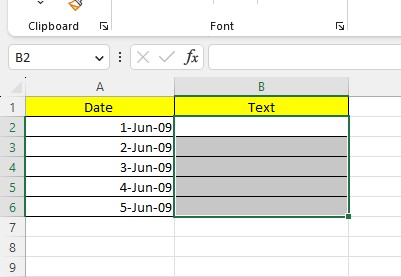 Select a column you want to put your text values.