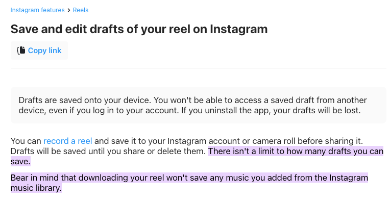 Remote.tools shows how many drafts you can save on Instagram