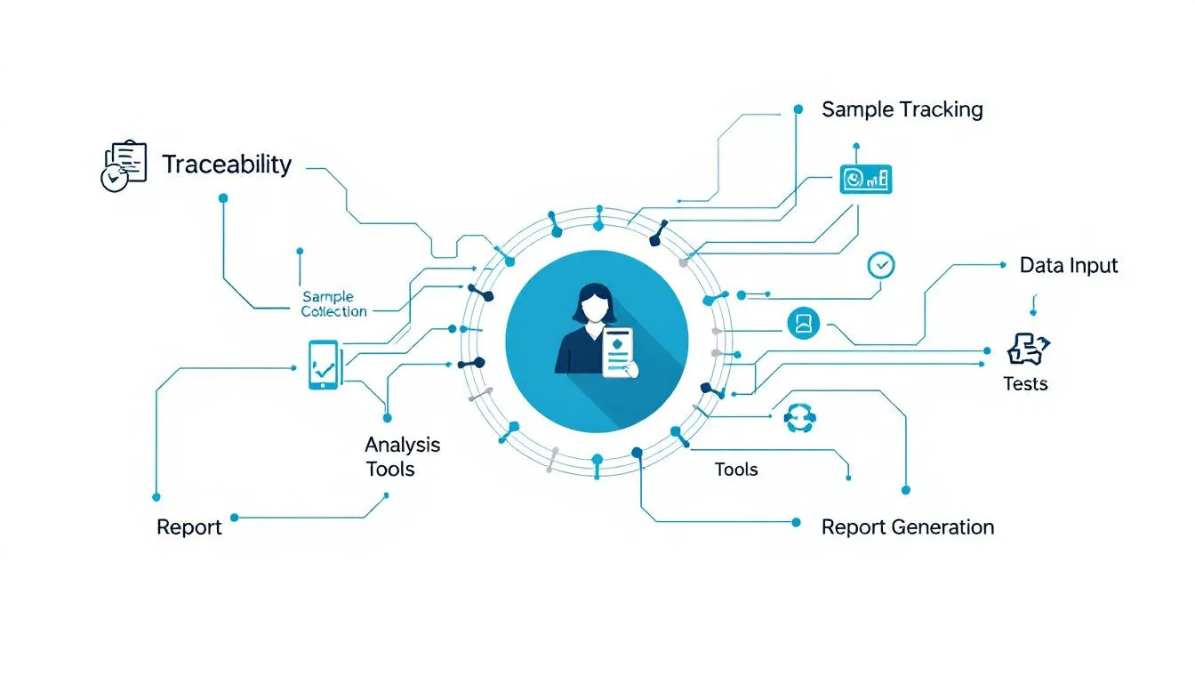 An illustration depicting the concept of traceability in laboratory information management systems.