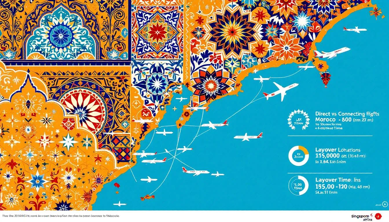 An infographic illustrating the differences between direct and connecting flights to Morocco.