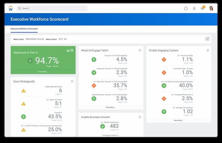 لقطة شاشة لبرنامج Workday