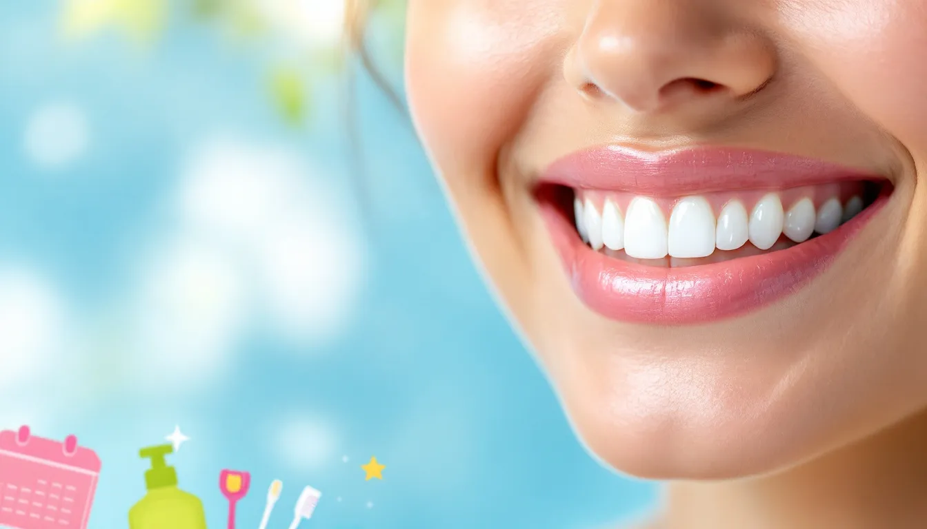 A bright smile after using teeth whitening strips, emphasizing the results of proper dental care and maintenance.