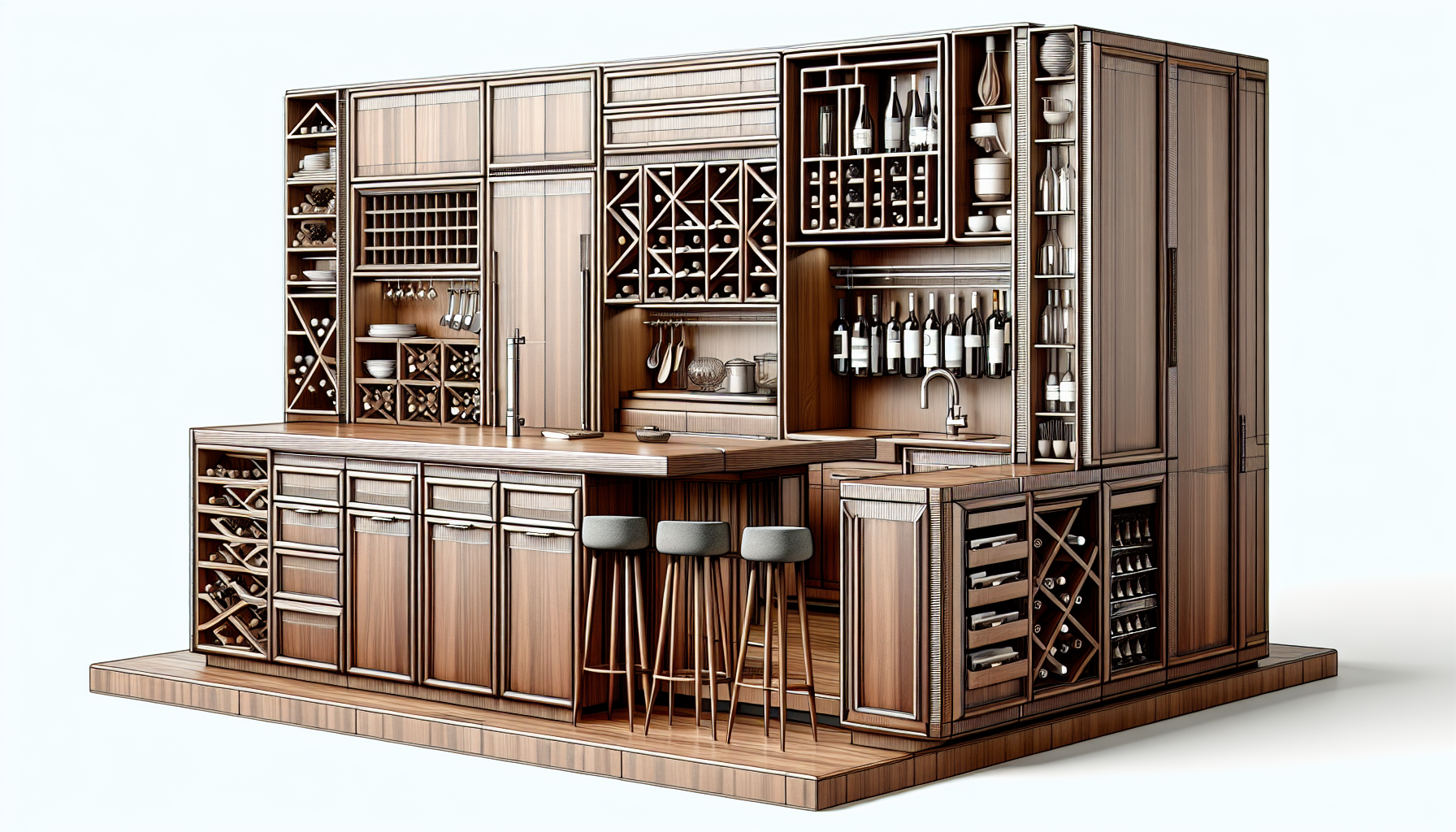 Customized storage solutions for kitchen island