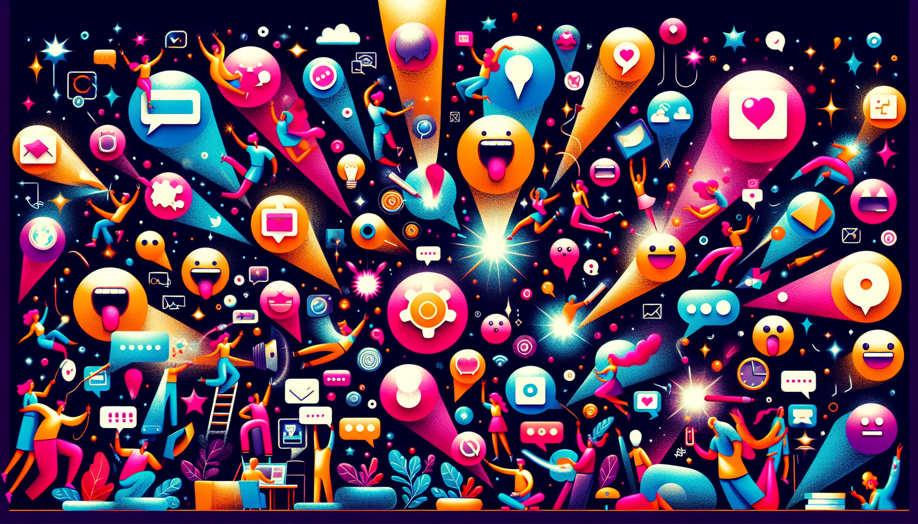 Colorful illustration of shareable content creation