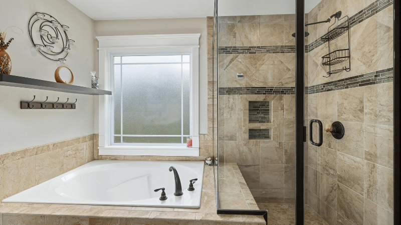 Frosted films can be used in master baths.