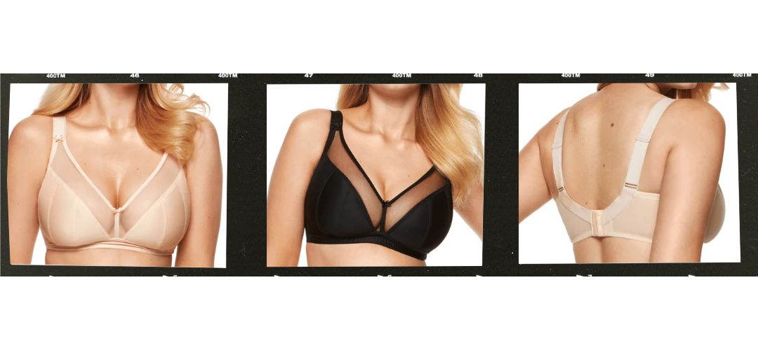 black and beige Gorteks Zara Wireless Bralette Polish Bra that still offers structure