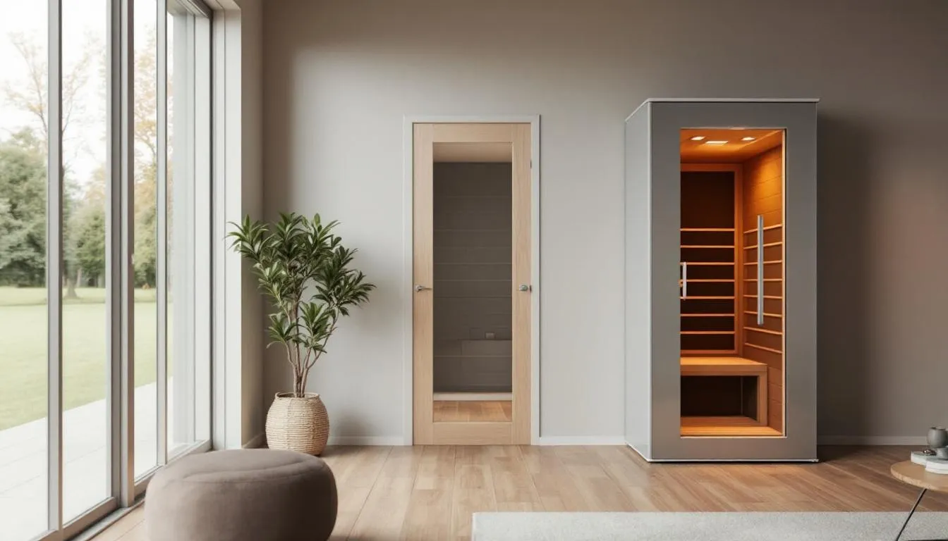 Health benefits of infrared saunas in small spaces, emphasizing wellness and relaxation.