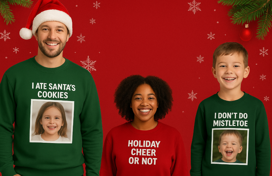 Holiday Apparel with Personal Photos and inside Jokes