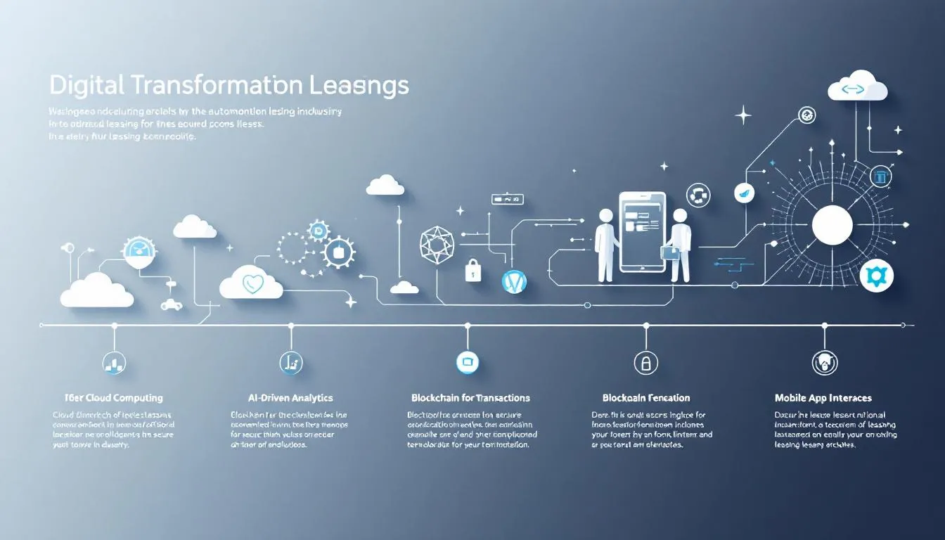 Une image d'outils technologiques utilisés dans la transformation numérique du leasing.