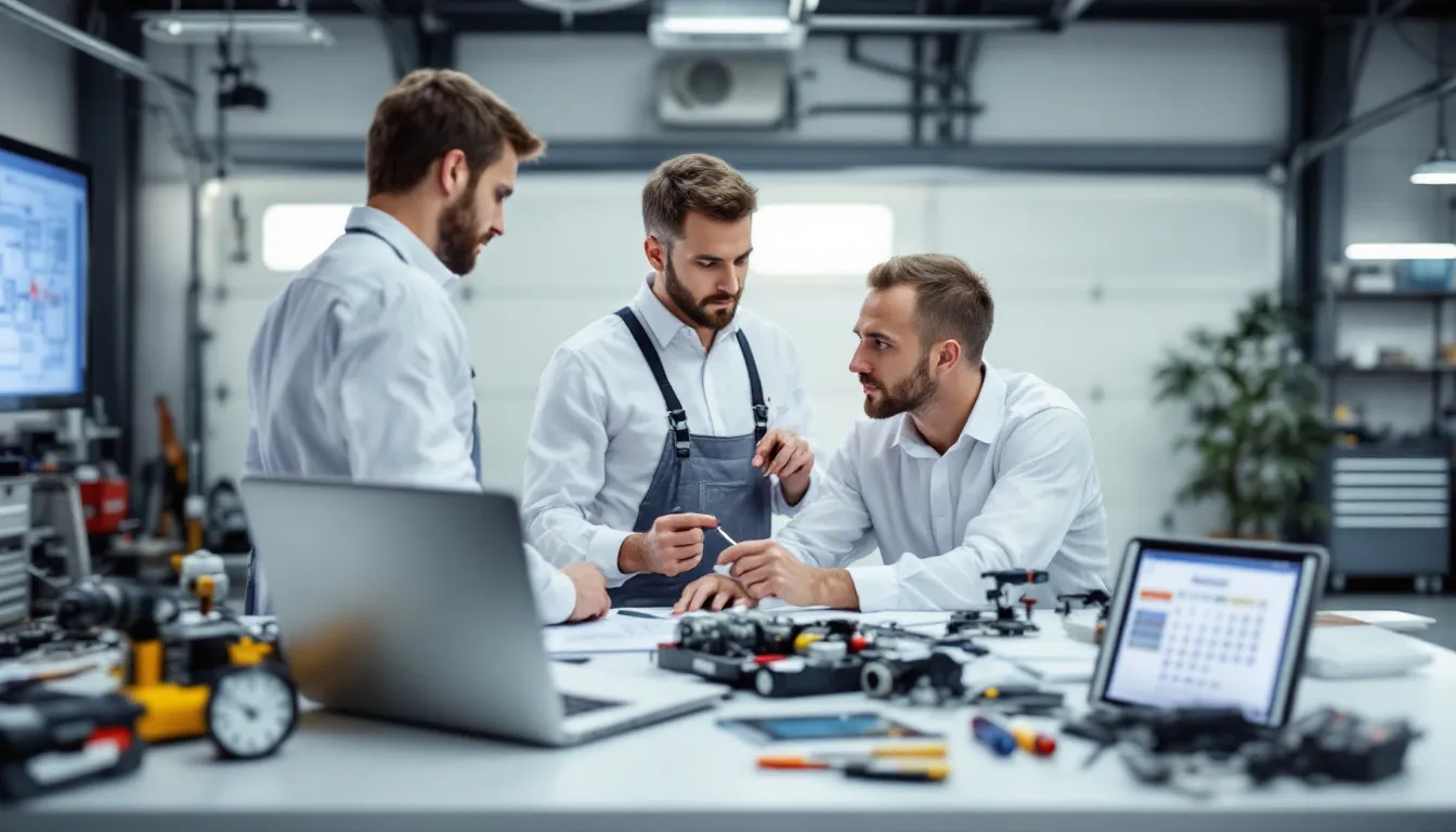 Expert technicians working with high-quality parts for garage door repairs.