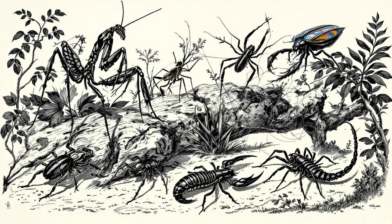 A collection of fascinating arthropods in their natural habitats.