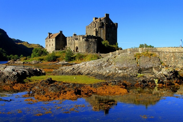 kasteel, water, architectuur, gotiek, reizen, gracht, schotland, loch ness, blauw kasteel, loch ness, loch ness, loch ness, loch ness, natuur, loch ness