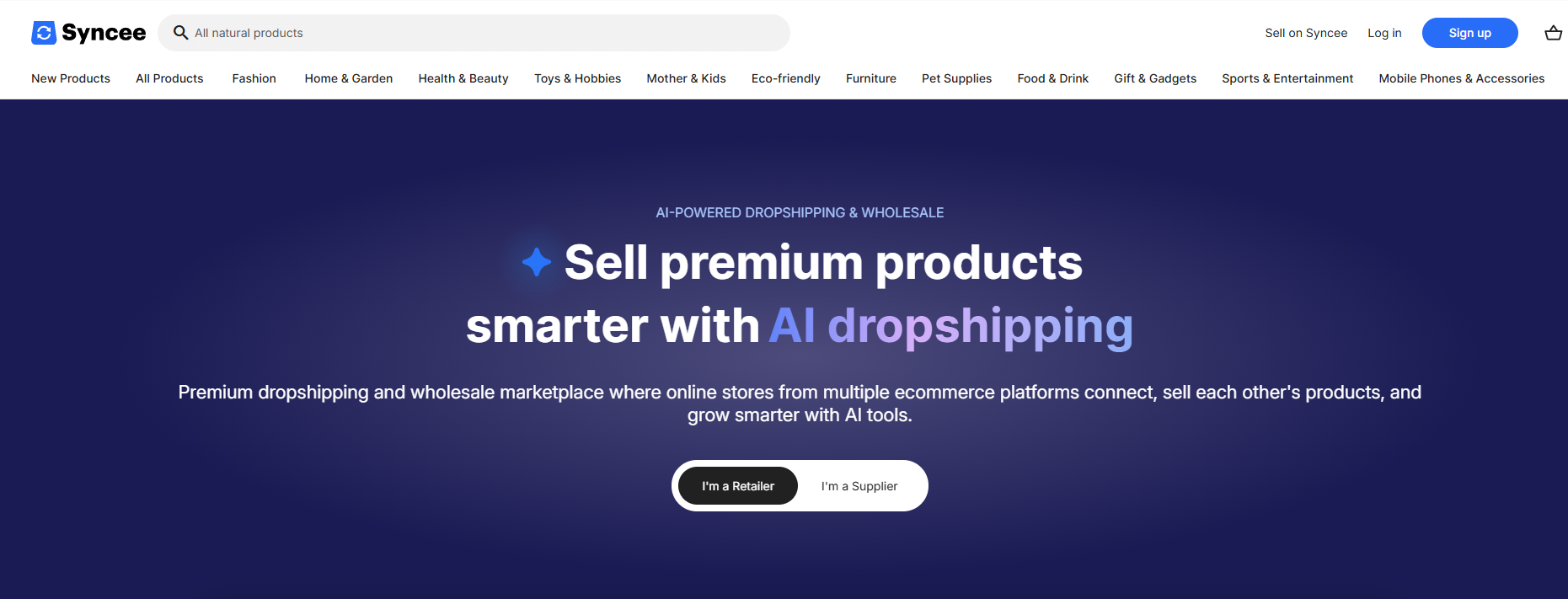 syncee landing page screenshot