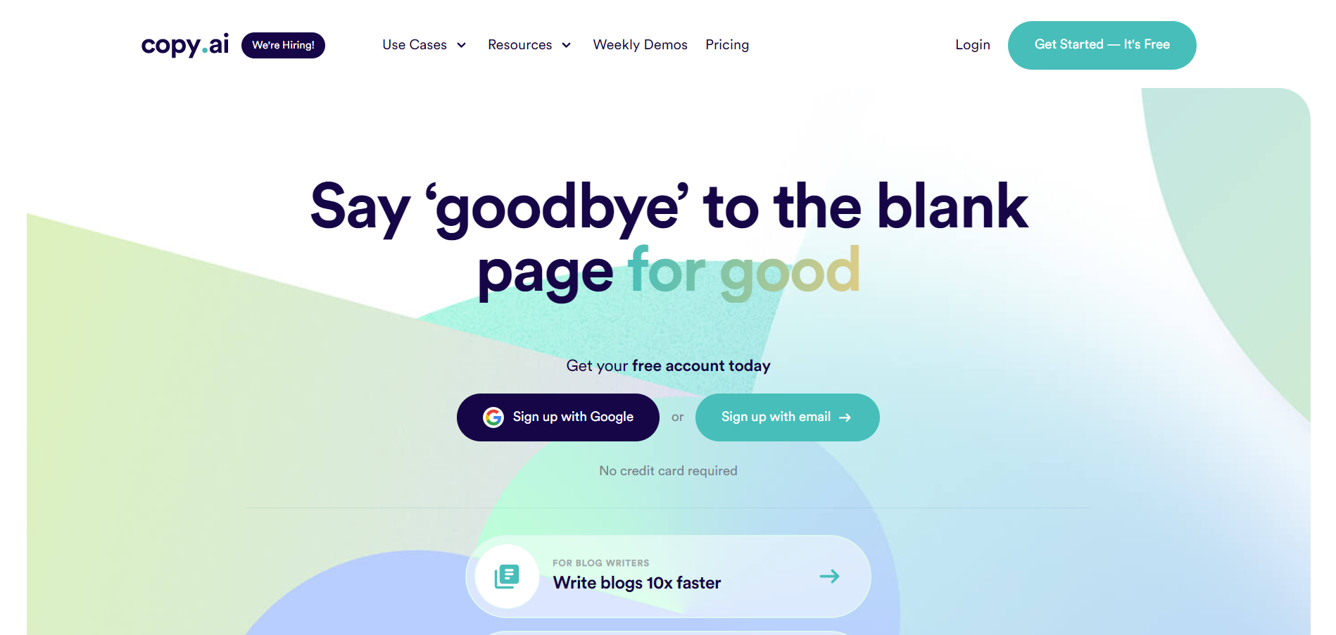 Copy.ai main page