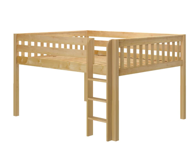 low wooden loft bed
