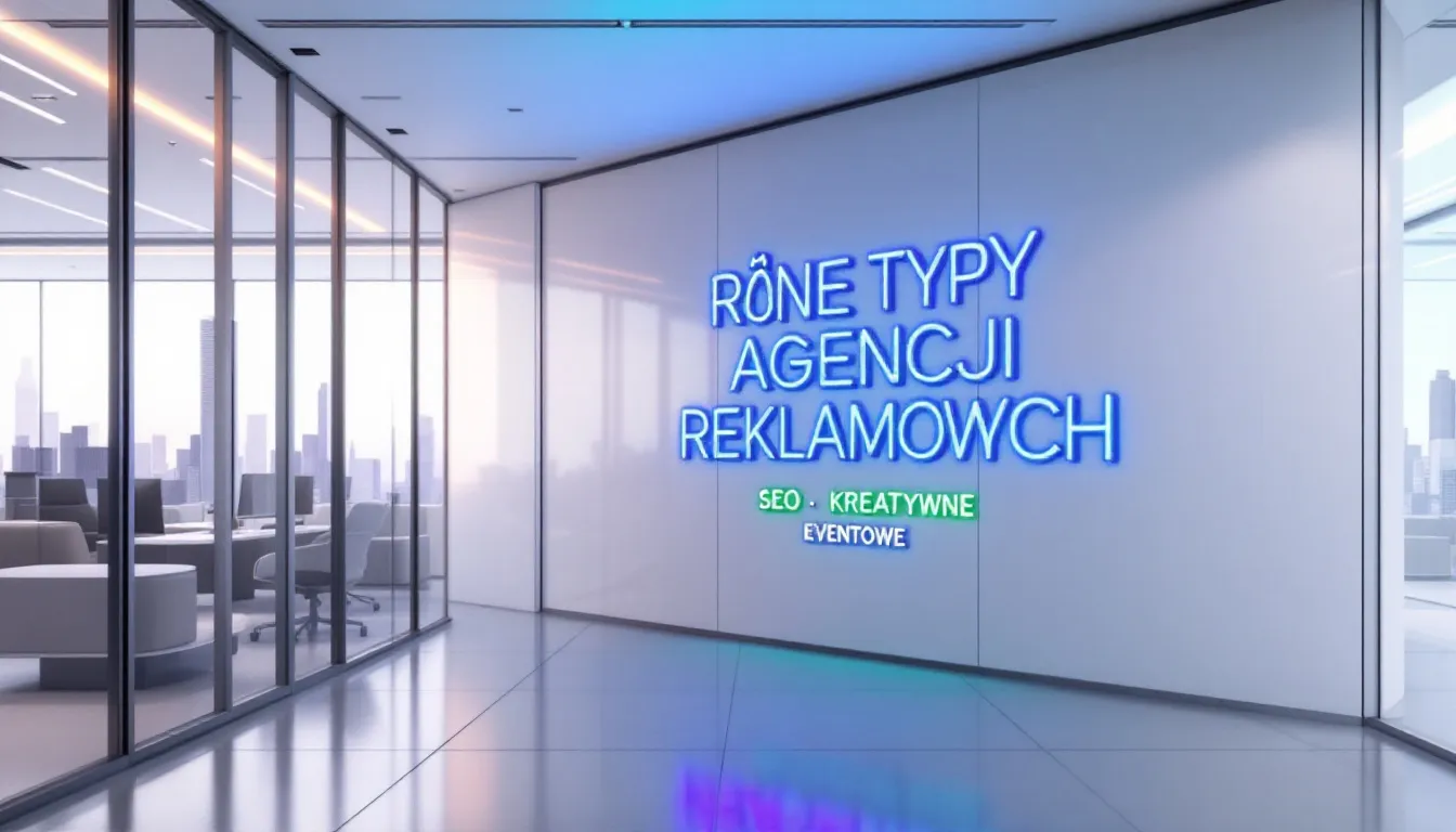 Różne typy agencji reklamowych, w tym agencje SEO, kreatywne i eventowe.