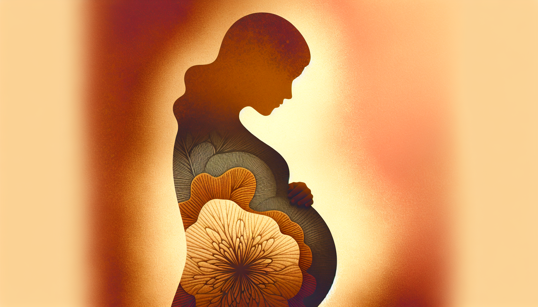 Illustration of a pregnant woman's silhouette with emphasis on the abdominal region