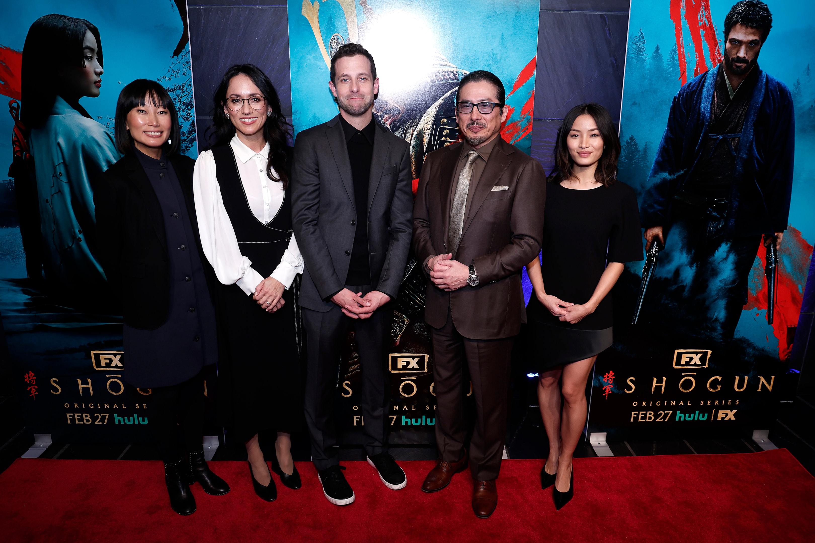 Eriko Miyagawa, Rachel Kondo, Justin Marks, Hiroyuki Sanada and Anna Sawai attend Shōgun preview screening in New York City. 