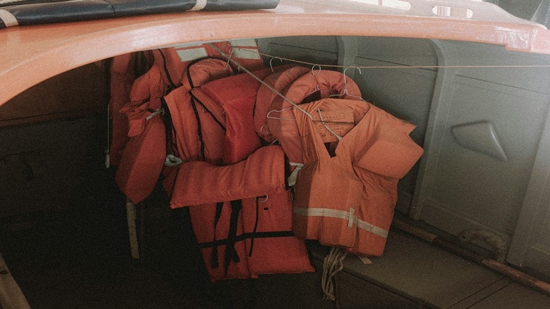 Life Jacket Stored Openly in the Boat