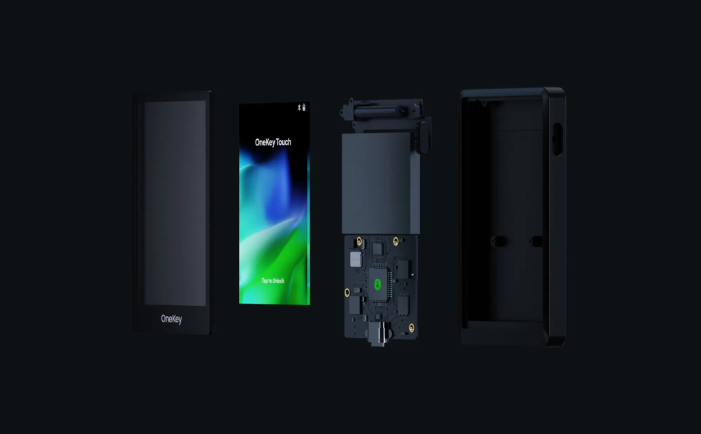 Security features of the OneKey hardware wallet in action.