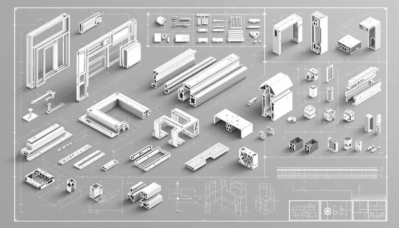 Componenten en accessoires voor aluminium profielsystemen.