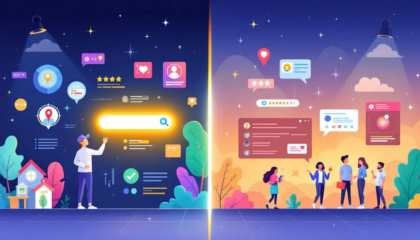 An illustration depicting local SEO strategies for businesses.
