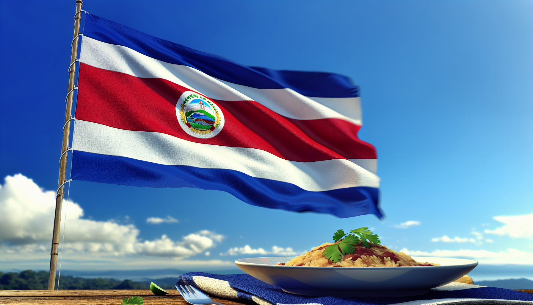 Costa Rican flag waving in the wind