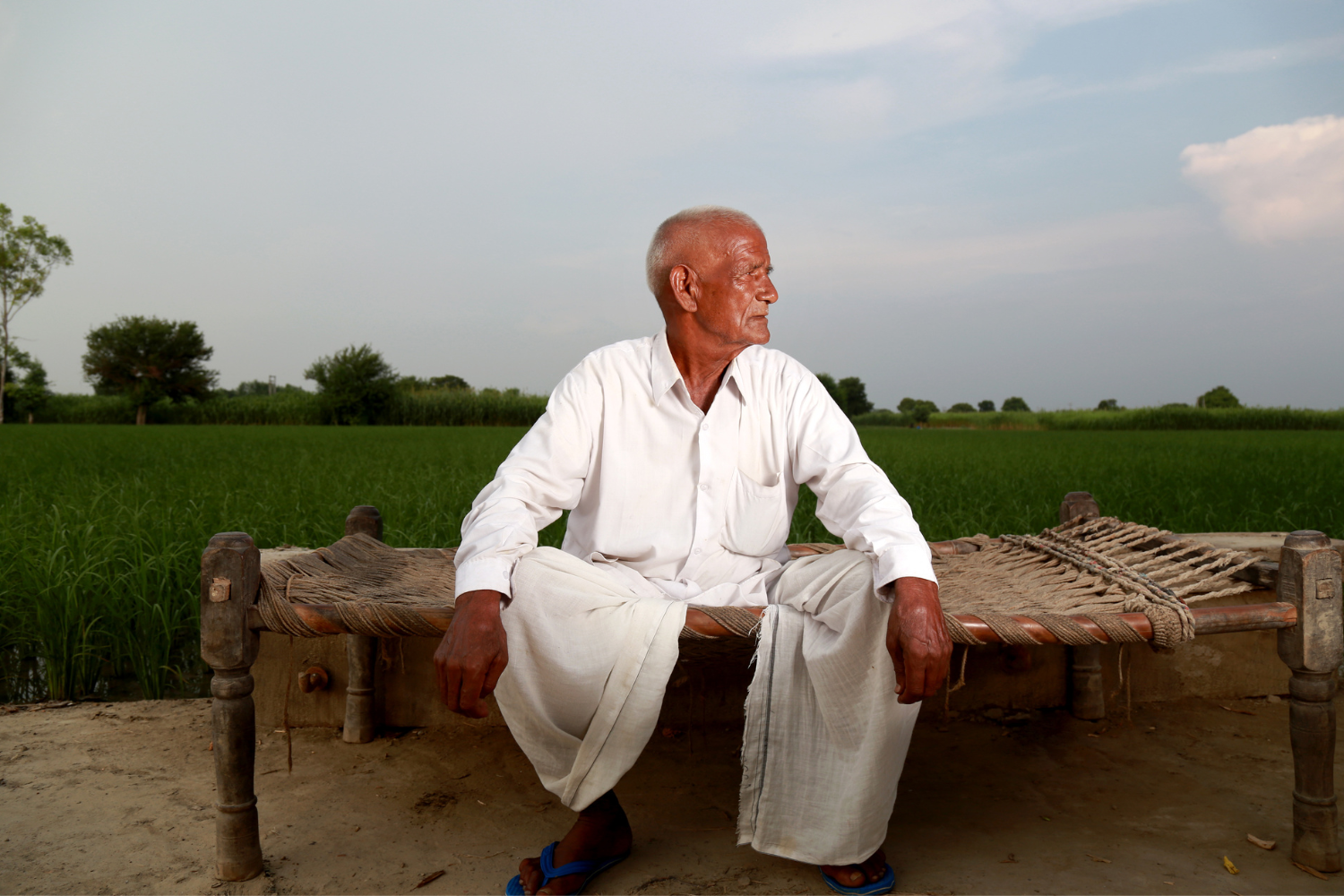 An old man wearing dhoti and kurta 