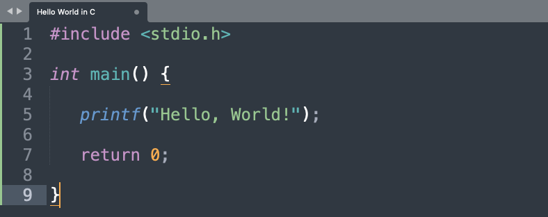 A basic C programming skills test: writing the Hello World script in C