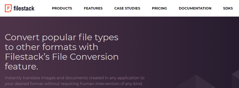 Filestack file converter for different image file types