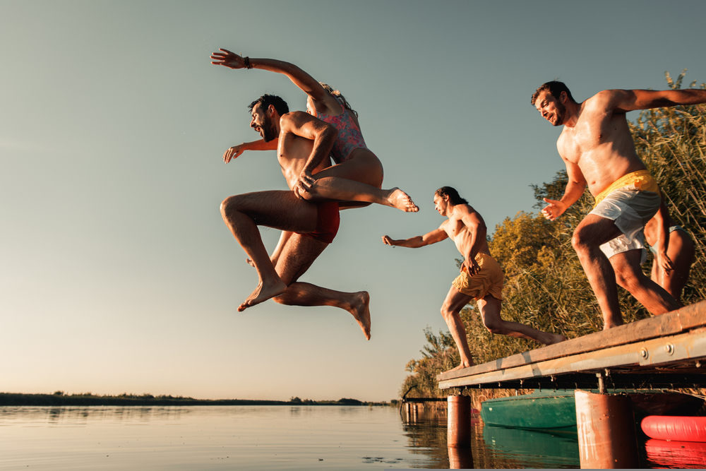 Jumping in river